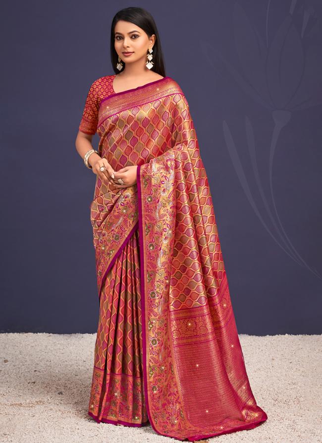 Banarasi Silk Red Traditional Wear Weaving Saree